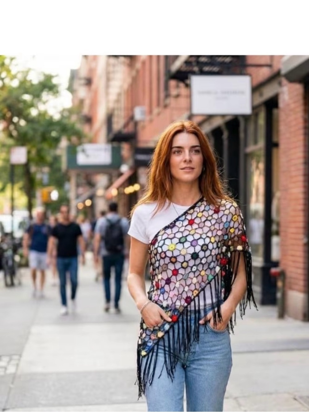 Boho Multi-Color Crochet beach blouse - Picture 2 of 4